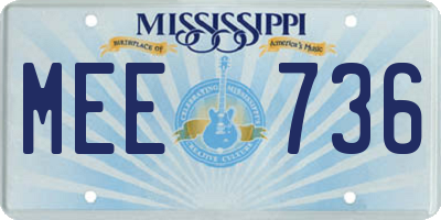 MS license plate MEE736