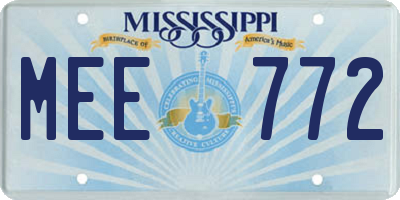MS license plate MEE772