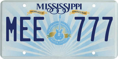 MS license plate MEE777