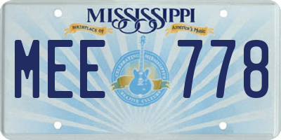 MS license plate MEE778