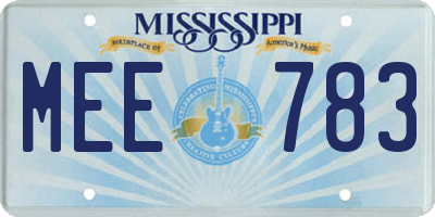 MS license plate MEE783