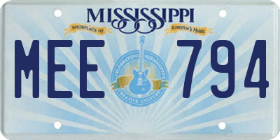 MS license plate MEE794
