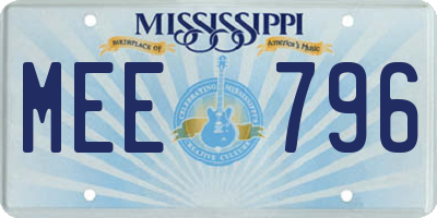 MS license plate MEE796