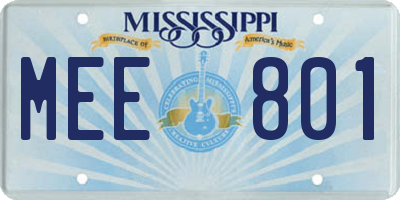 MS license plate MEE801