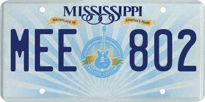 MS license plate MEE802