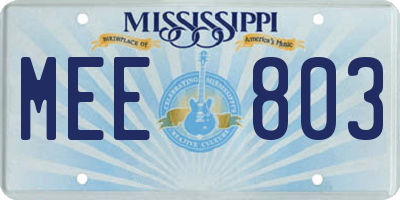 MS license plate MEE803
