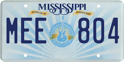MS license plate MEE804