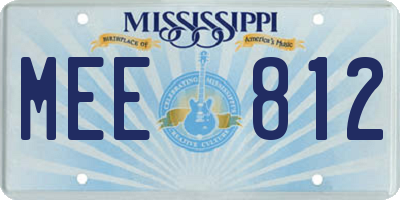 MS license plate MEE812
