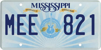 MS license plate MEE821