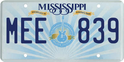 MS license plate MEE839
