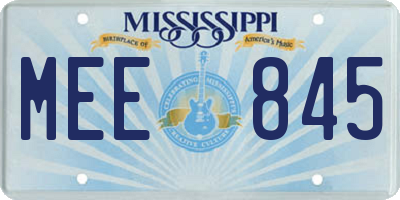 MS license plate MEE845