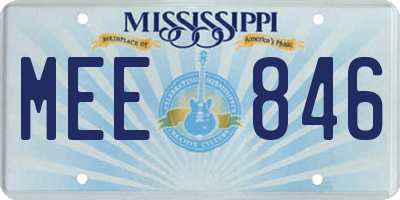 MS license plate MEE846