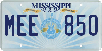 MS license plate MEE850
