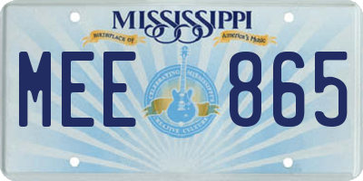 MS license plate MEE865