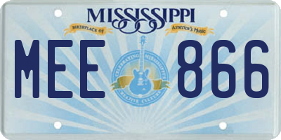 MS license plate MEE866