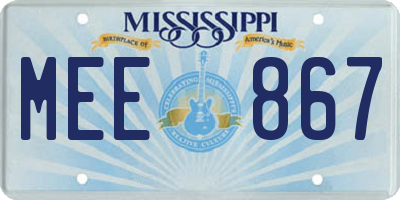 MS license plate MEE867