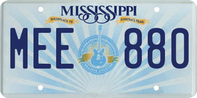 MS license plate MEE880