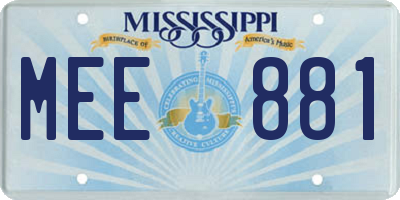 MS license plate MEE881