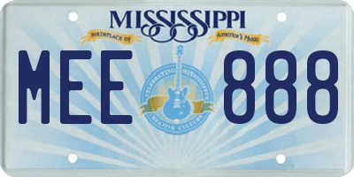 MS license plate MEE888