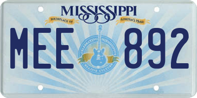 MS license plate MEE892