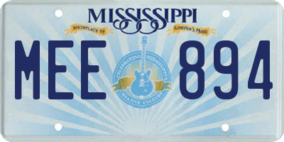 MS license plate MEE894