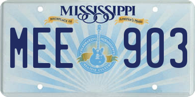MS license plate MEE903