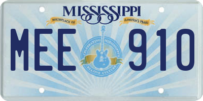 MS license plate MEE910