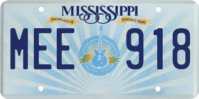 MS license plate MEE918