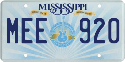 MS license plate MEE920