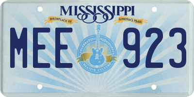 MS license plate MEE923