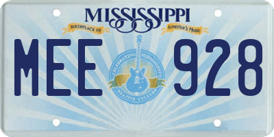 MS license plate MEE928