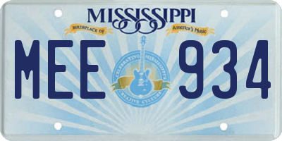 MS license plate MEE934