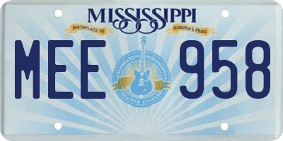 MS license plate MEE958