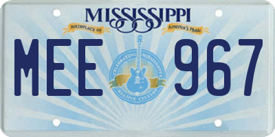 MS license plate MEE967
