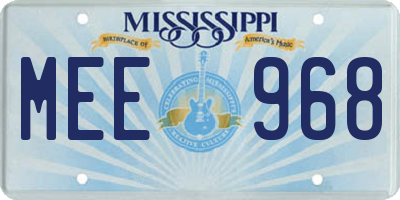 MS license plate MEE968