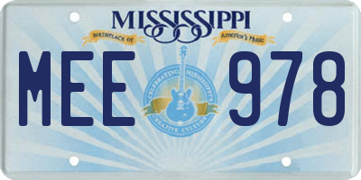 MS license plate MEE978