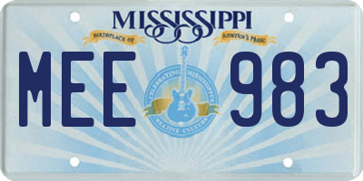 MS license plate MEE983