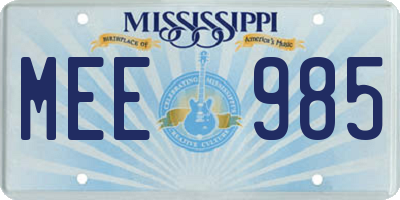 MS license plate MEE985