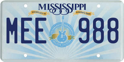 MS license plate MEE988