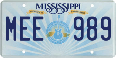 MS license plate MEE989