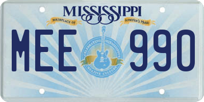 MS license plate MEE990