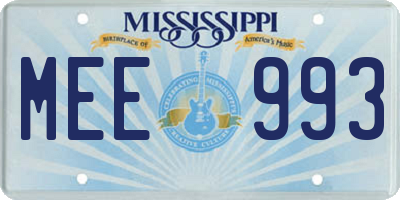 MS license plate MEE993