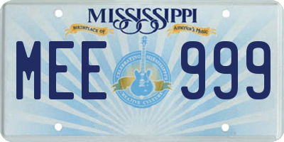 MS license plate MEE999