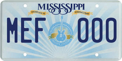 MS license plate MEF000