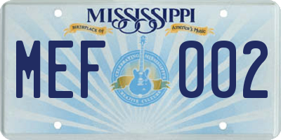 MS license plate MEF002