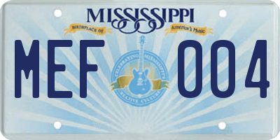 MS license plate MEF004