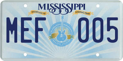 MS license plate MEF005