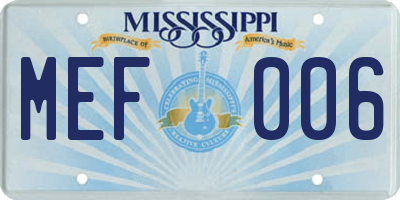 MS license plate MEF006