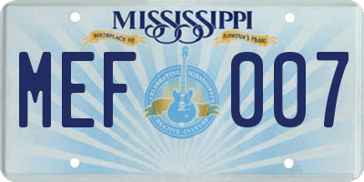 MS license plate MEF007