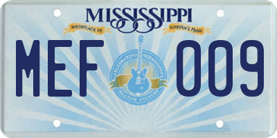 MS license plate MEF009